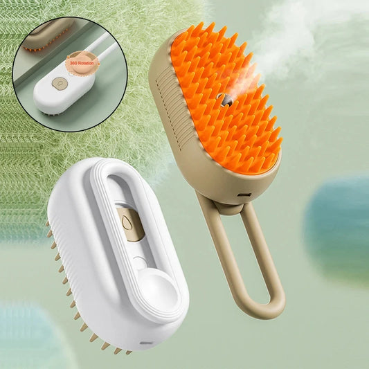 Steamy Dog Brush Electric Spray Cat Hair Brush 4 In1 Dog Steamer Brush for Massage Pet Grooming Removing Tangled and Loose Hair